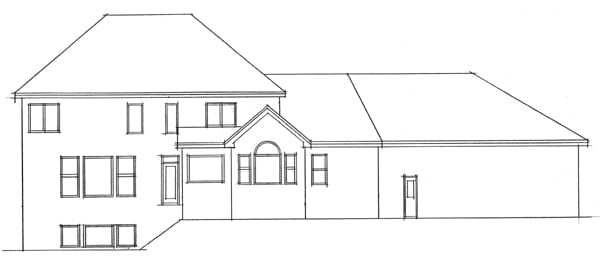 Colonial European Traditional Rear Elevation of Plan 42016