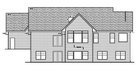 European One-Story Ranch Traditional Rear Elevation of Plan 42020