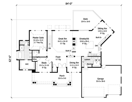 House Plan 42024 First Level Plan