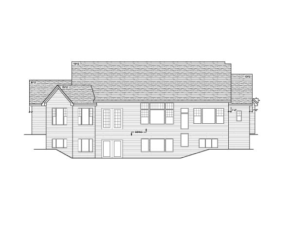 European One-Story Ranch Traditional Rear Elevation of Plan 42024