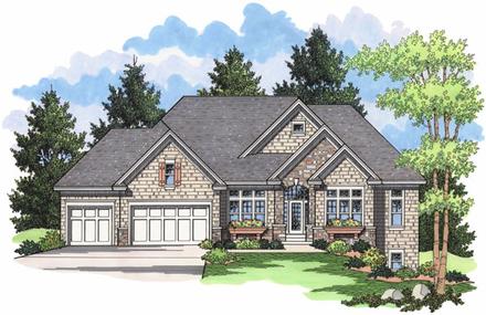 European One-Story Ranch Traditional Elevation of Plan 42025