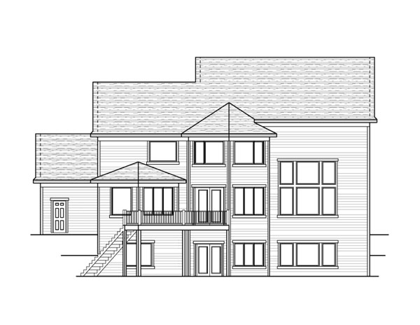 Colonial European Traditional Rear Elevation of Plan 42026