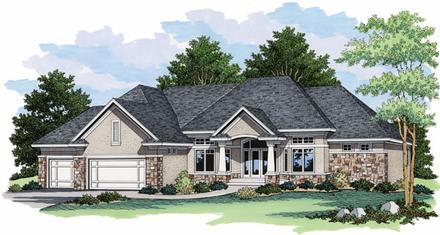 European One-Story Ranch Traditional Elevation of Plan 42027