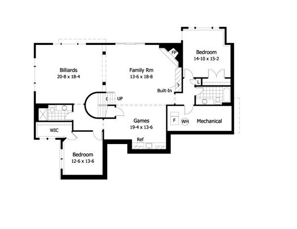 European One-Story Ranch Traditional Lower Level of Plan 42028