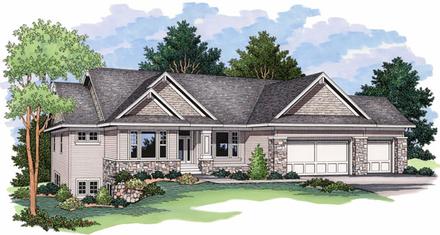 European One-Story Ranch Traditional Elevation of Plan 42028