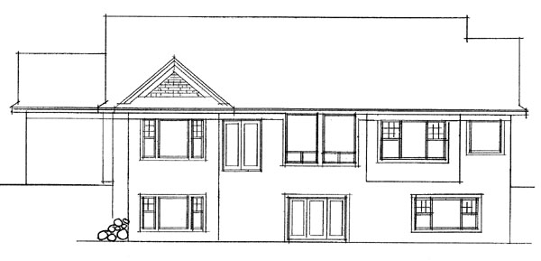 European One-Story Ranch Traditional Rear Elevation of Plan 42028