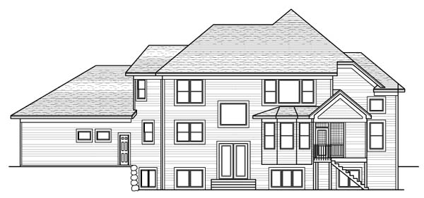 Colonial European Traditional Rear Elevation of Plan 42034