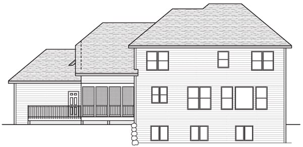 Colonial European Traditional Rear Elevation of Plan 42037