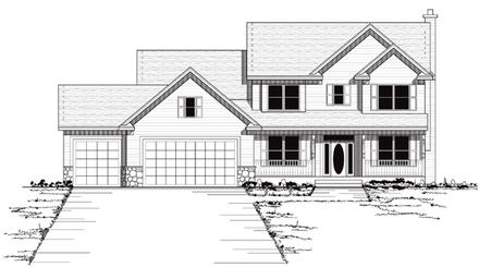 Colonial European Traditional Elevation of Plan 42038