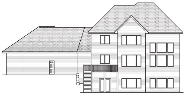 Colonial European Traditional Rear Elevation of Plan 42039