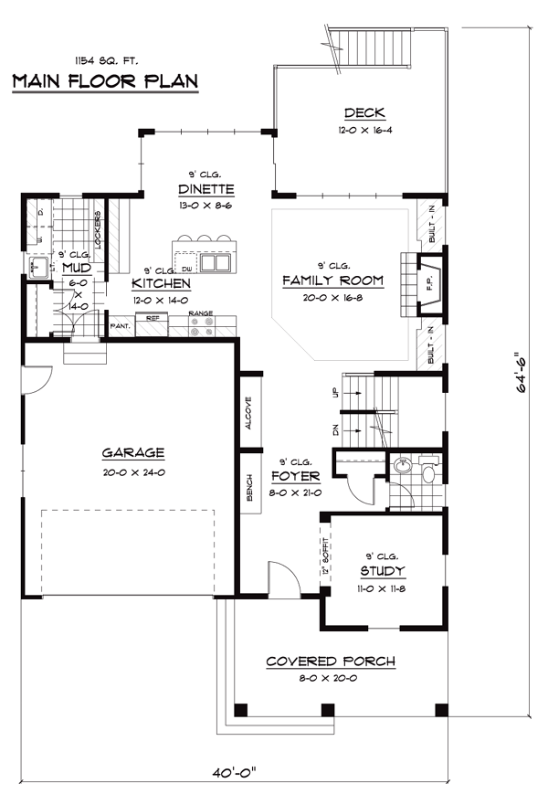 Craftsman European Narrow Lot Traditional Level One of Plan 42042