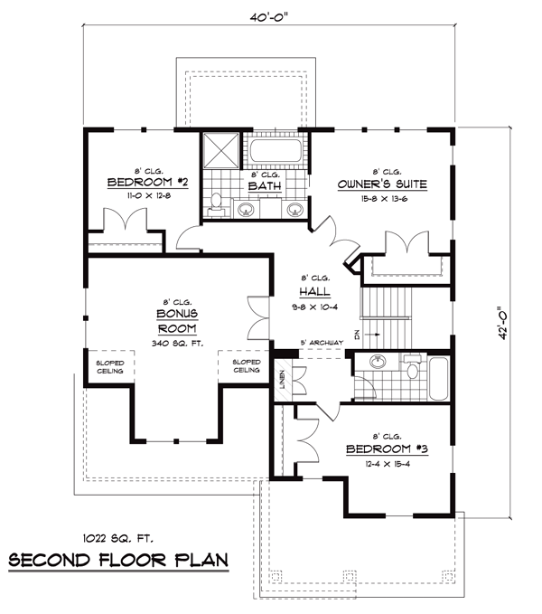 Craftsman European Narrow Lot Traditional Level Two of Plan 42042