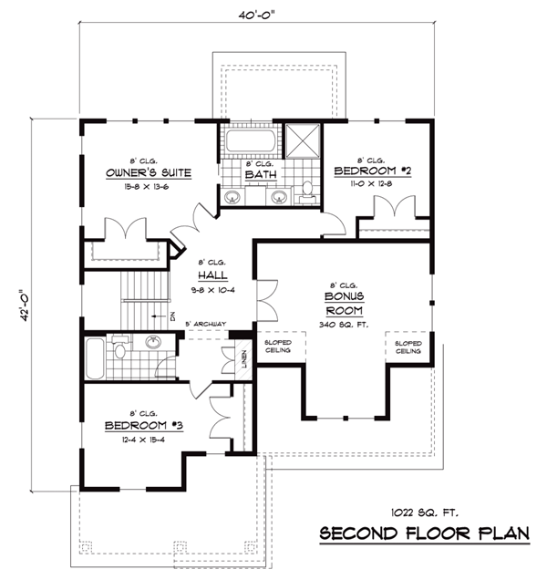 Bungalow Craftsman European Narrow Lot Traditional Level Two of Plan 42043