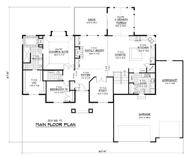 European One-Story Traditional Level One of Plan 42048