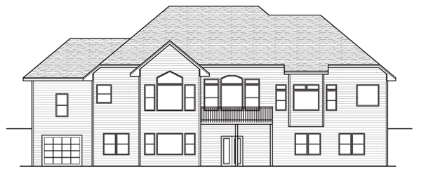 European One-Story Traditional Rear Elevation of Plan 42048