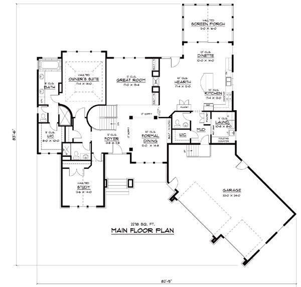 European One-Story Traditional Level One of Plan 42049