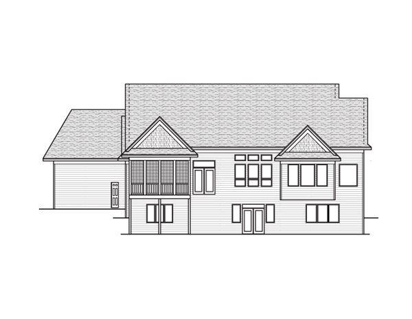 European One-Story Traditional Rear Elevation of Plan 42049