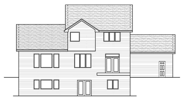 Colonial European Traditional Rear Elevation of Plan 42051