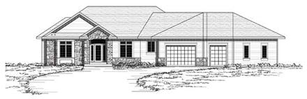 European One-Story Ranch Traditional Elevation of Plan 42052