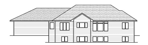 European One-Story Ranch Traditional Rear Elevation of Plan 42052
