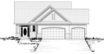 European One-Story Ranch Traditional Elevation of Plan 42055