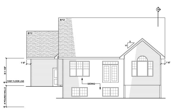 European One-Story Ranch Traditional Rear Elevation of Plan 42055