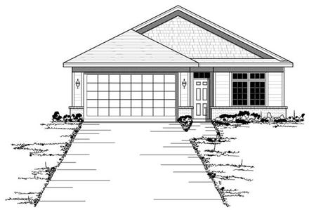 European Narrow Lot One-Story Ranch Traditional Elevation of Plan 42056