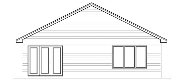 European Narrow Lot One-Story Ranch Traditional Rear Elevation of Plan 42056