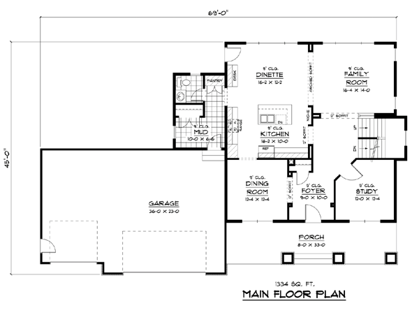 Colonial European Traditional Level One of Plan 42058