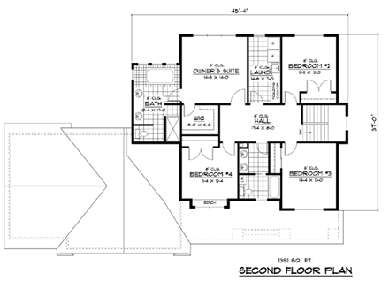 House Plan 42058 Second Level Plan