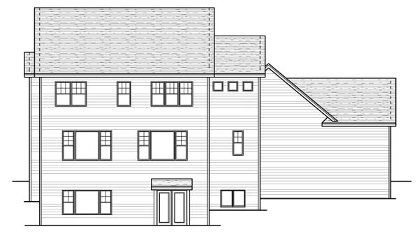 Colonial European Traditional Rear Elevation of Plan 42058