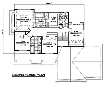 House Plan 42061 Second Level Plan