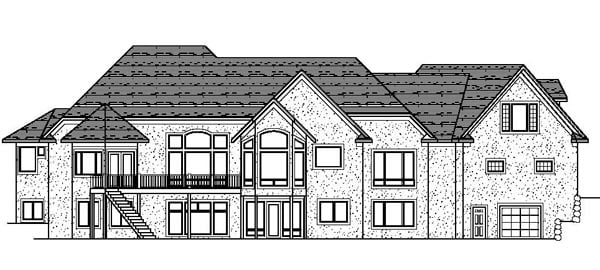 European, Traditional, Tudor Plan with 7514 Sq. Ft., 5 Bedrooms, 6 Bathrooms, 4 Car Garage Rear Elevation