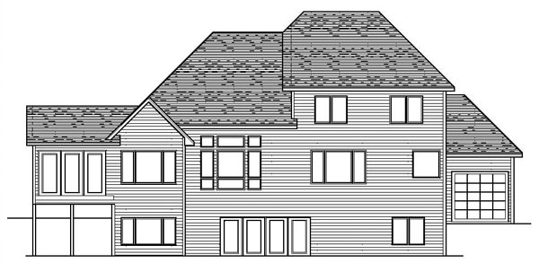 European Traditional Rear Elevation of Plan 42064