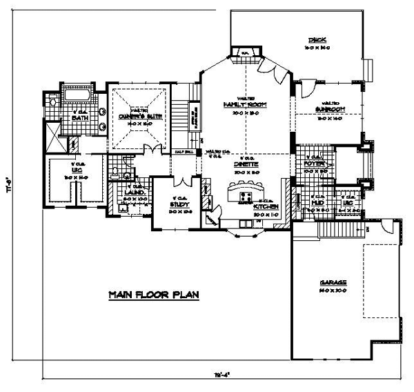 Craftsman European Ranch Traditional Level One of Plan 42065