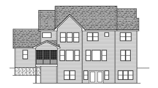 Craftsman European Traditional Rear Elevation of Plan 42067