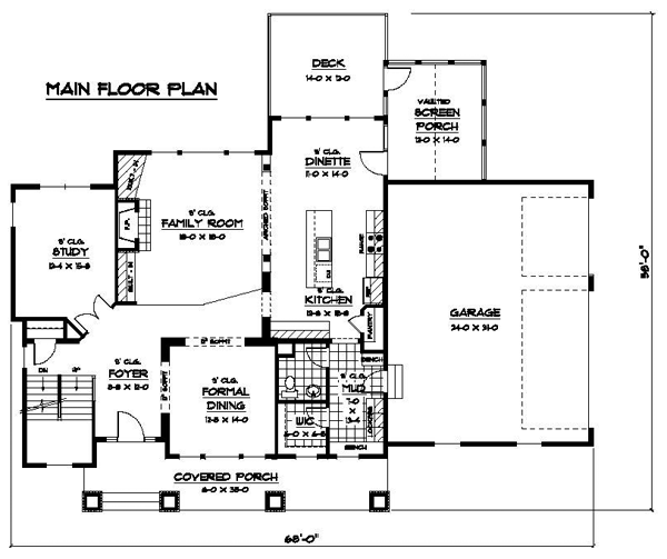 Colonial Craftsman Traditional Level One of Plan 42068