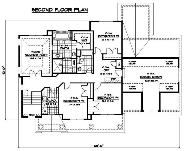 Colonial Craftsman Traditional Level Two of Plan 42068