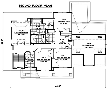 House Plan 42068 Second Level Plan