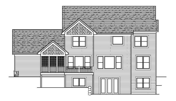 Colonial Craftsman Traditional Rear Elevation of Plan 42068
