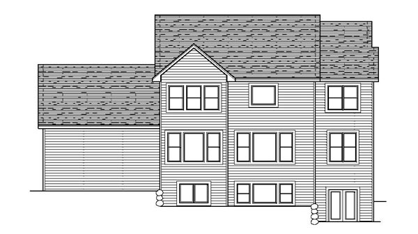 Colonial Traditional Rear Elevation of Plan 42069
