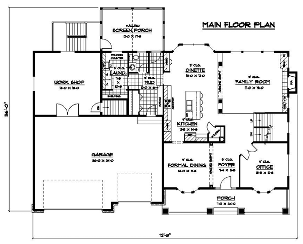 Colonial Craftsman European Traditional Level One of Plan 42071