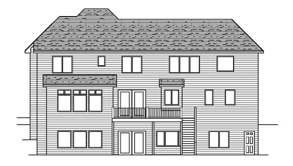 Craftsman European Traditional Rear Elevation of Plan 42072