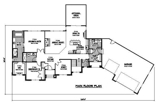 Colonial European Ranch Traditional Level One of Plan 42073