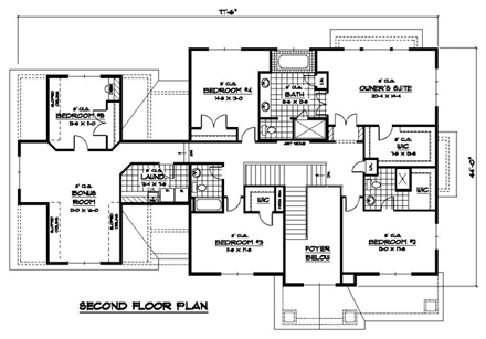 House Plan 42076 Second Level Plan