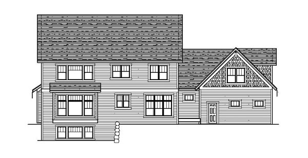 Colonial Craftsman European Traditional Rear Elevation of Plan 42076