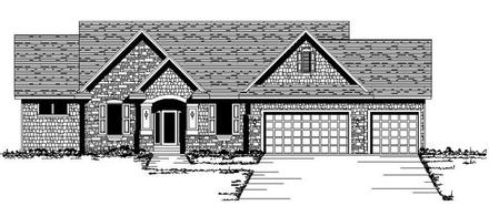 Ranch Traditional Elevation of Plan 42078