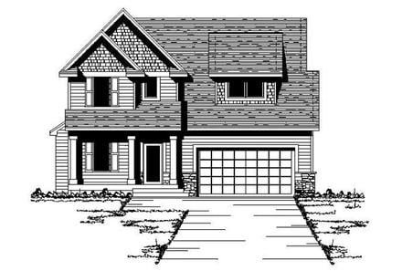 Country Craftsman Narrow Lot Traditional Elevation of Plan 42082