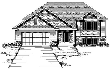 Craftsman European One-Story Traditional Elevation of Plan 42090