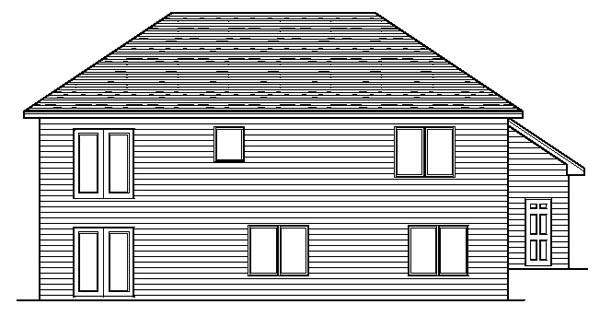 Craftsman European One-Story Traditional Rear Elevation of Plan 42090